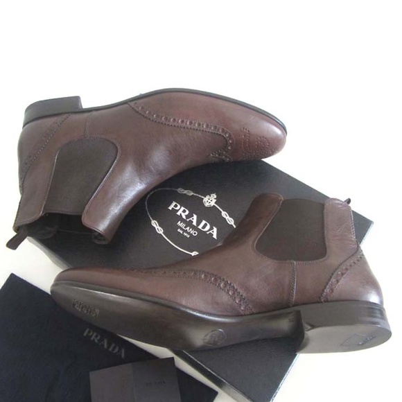 PRADA mens brwn wingtip ankle boots 10 11 US Italy - Picture 7 of 7
